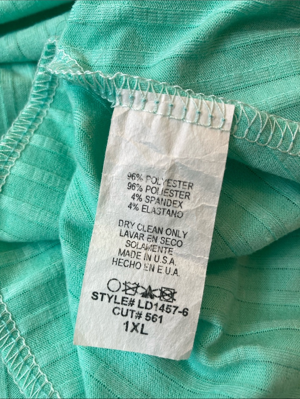 Green Ribbed Swing Dress 1X - Picture 5 of 7